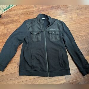 EU CALVIN KLEIN Black Knit Long Sleeve Zip Up Jacket Size Large